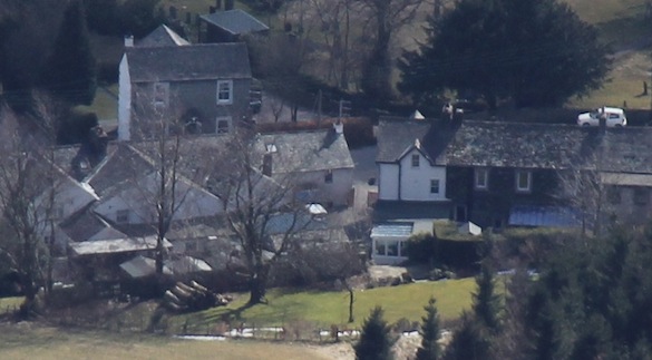 Rose Cottage and garden, seen from
                  Blencathra's peak